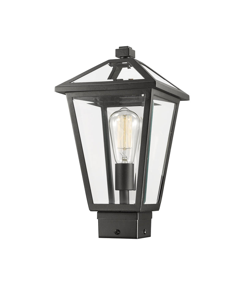 Talbot 1 Light Outdoor Post Mount Fixture in Black, Post Top Only, Square Fitter