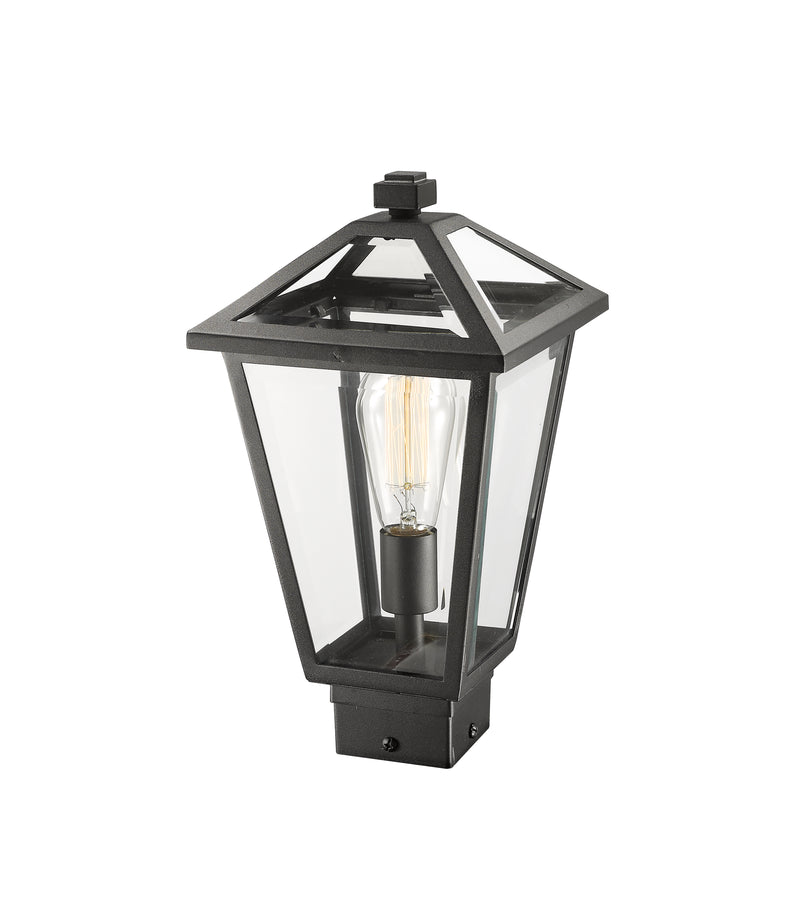 Talbot 1 Light Outdoor Post Mount Fixture in Black, Post Top Only, Square Fitter