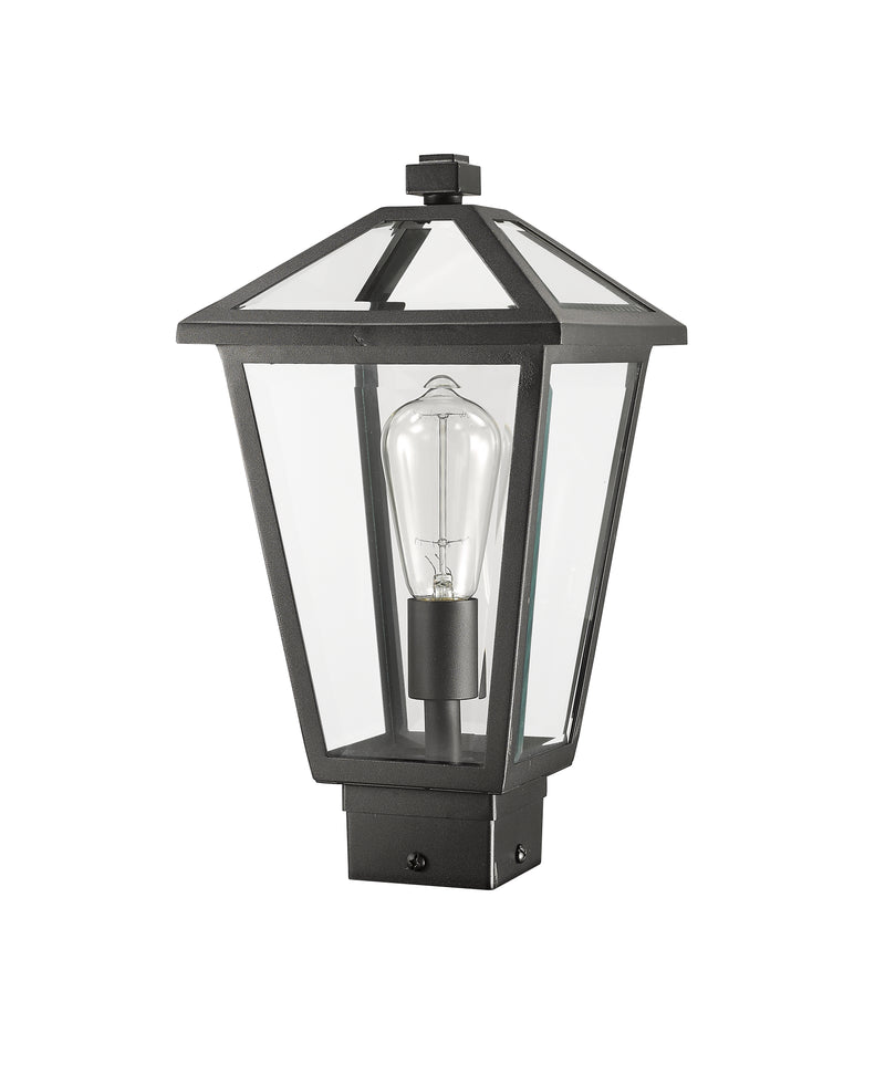 Talbot 1 Light Outdoor Post Mount Fixture in Black, Post Top Only, Square Fitter