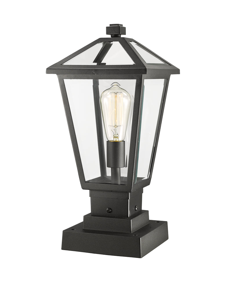 Talbot 1 Light Outdoor Post Mount Fixture in Black, Square Pier Mount
