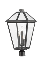 Talbot 3 Light 12.25" Outdoor Post Mount Fixture in Black, Post Top Only, Round Fitter