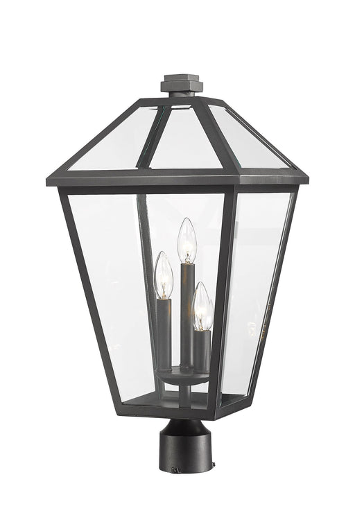Talbot 3 Light 12.25" Outdoor Post Mount Fixture in Black, Post Top Only, Round Fitter