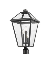 Talbot 3 Light 12.25" Outdoor Post Mount Fixture in Black, Post Top Only, Round Fitter