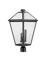 Talbot 3 Light 12.25" Outdoor Post Mount Fixture in Black, Post Top Only, Round Fitter