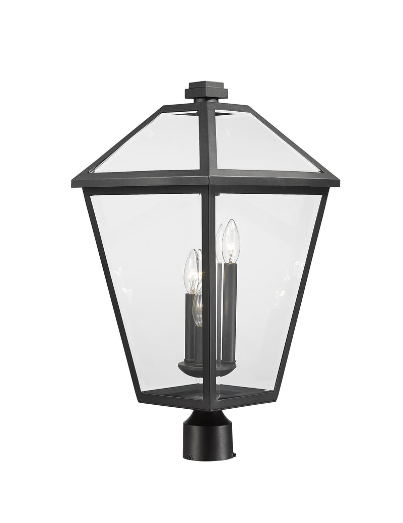 Talbot 3 Light 12.25" Outdoor Post Mount Fixture in Black, Post Top Only, Round Fitter