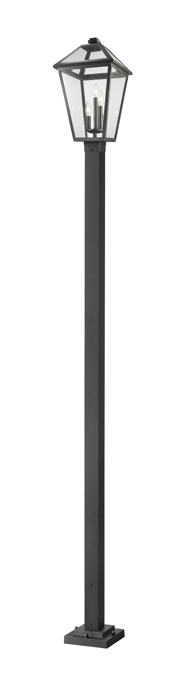 Talbot 3 Light 12.25" Outdoor Post Mount Fixture in Black, 96" Square Post