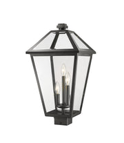 Talbot 3 Light 12.25" Outdoor Post Mount Fixture in Black, Post Top Only, Square Fitter