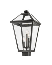 Talbot 3 Light 12.25" Outdoor Post Mount Fixture in Black, Post Top Only, Square Fitter