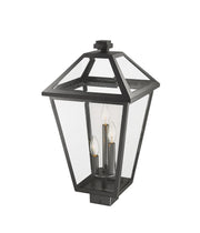Talbot 3 Light 12.25" Outdoor Post Mount Fixture in Black, Post Top Only, Square Fitter