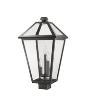 Talbot 3 Light 12.25" Outdoor Post Mount Fixture in Black, Post Top Only, Square Fitter