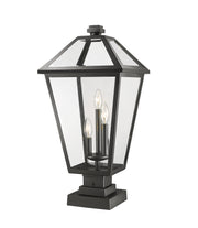 Talbot 3 Light 12.25" Outdoor Post Mount Fixture in Black, Square Pier Mount