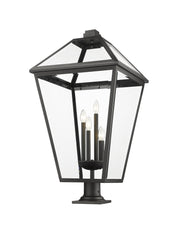 Talbot 4 Light 19.5" Outdoor Post Mount Fixture in Black, Pier Mount, 6" Base