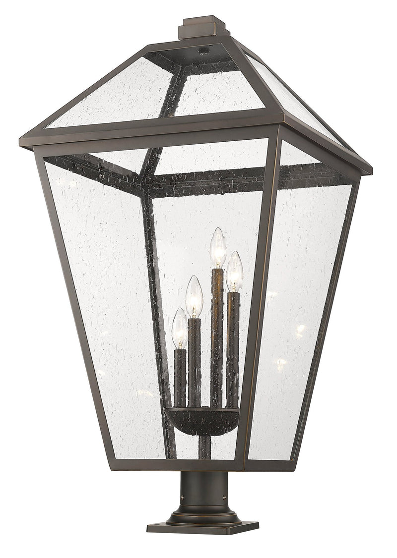 Talbot 4 Light 19.5" Outdoor Post Mount Fixture in Oil Rubbed Bronze, Pier Mount, 6" Base