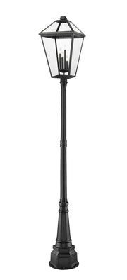 Talbot 4 Light 19.5" Outdoor Post Mount Fixture in Black, 84" Post, 14" Base