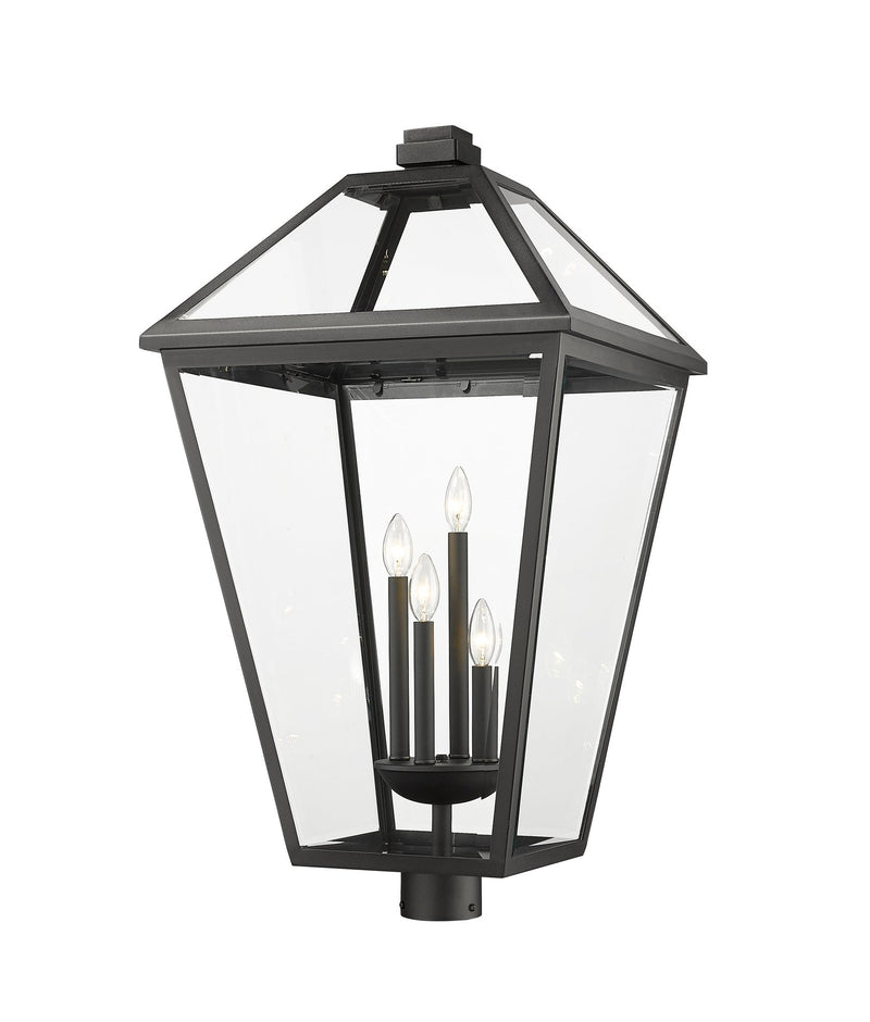 Talbot 4 Light 19.5" Outdoor Post Mount Fixture in Black, Post Top Only, Round Fitter