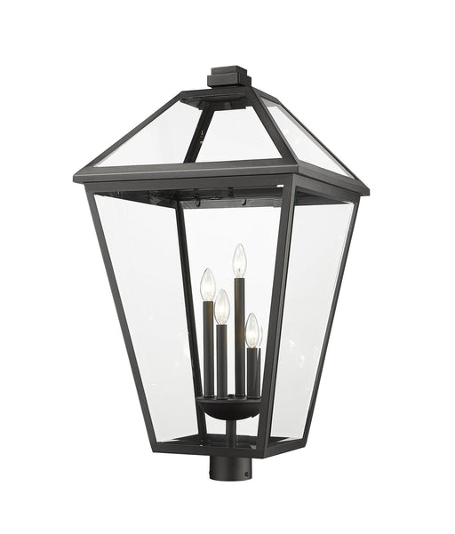 Talbot 4 Light 19.5" Outdoor Post Mount Fixture in Black, Post Top Only, Round Fitter