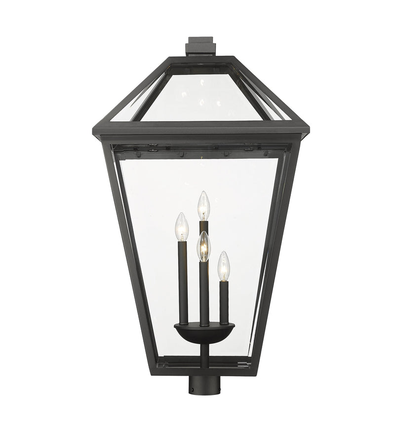 Talbot 4 Light 19.5" Outdoor Post Mount Fixture in Black, Post Top Only, Round Fitter