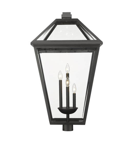Talbot 4 Light 19.5" Outdoor Post Mount Fixture in Black, Post Top Only, Round Fitter