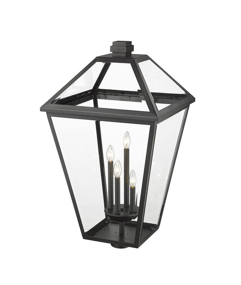 Talbot 4 Light 19.5" Outdoor Post Mount Fixture in Black, Post Top Only, Round Fitter