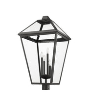 Talbot 4 Light 19.5" Outdoor Post Mount Fixture in Black, Post Top Only, Round Fitter