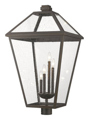 Talbot 4 Light 19.5" Outdoor Post Mount Fixture in Oil Rubbed Bronze, Post Top Only, Round Fitter