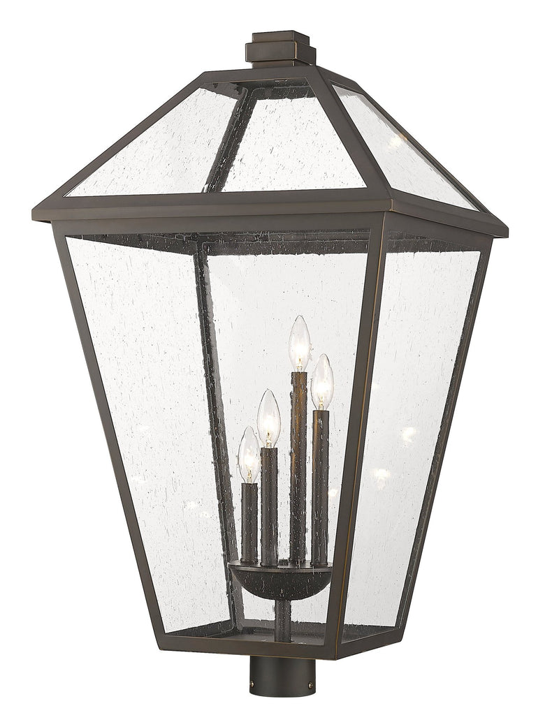 Talbot 4 Light 19.5" Outdoor Post Mount Fixture in Oil Rubbed Bronze, Post Top Only, Round Fitter