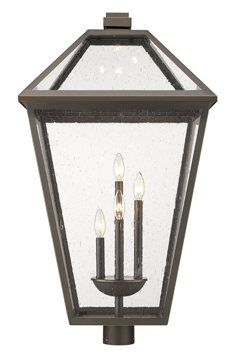 Talbot 4 Light 19.5" Outdoor Post Mount Fixture in Oil Rubbed Bronze, Post Top Only, Round Fitter