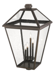 Talbot 4 Light 19.5" Outdoor Post Mount Fixture in Oil Rubbed Bronze, Post Top Only, Round Fitter