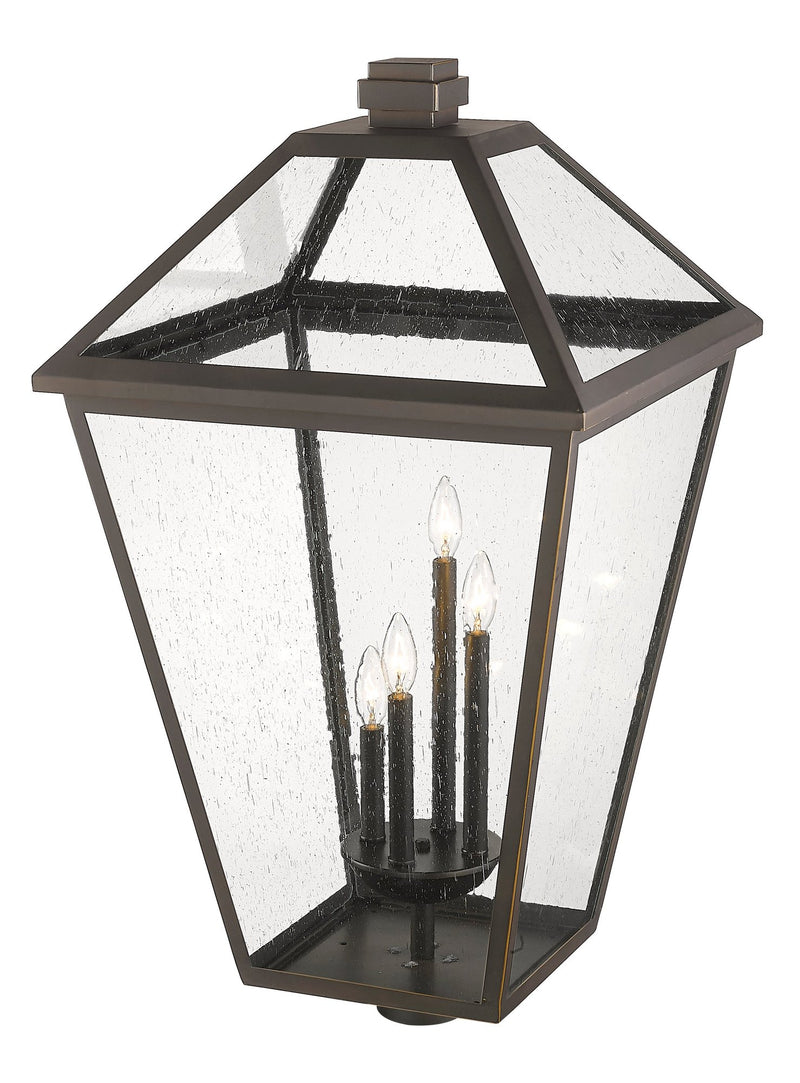 Talbot 4 Light 19.5" Outdoor Post Mount Fixture in Oil Rubbed Bronze, Post Top Only, Round Fitter