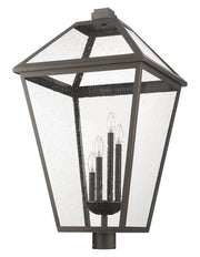 Talbot 4 Light 19.5" Outdoor Post Mount Fixture in Oil Rubbed Bronze, Post Top Only, Round Fitter