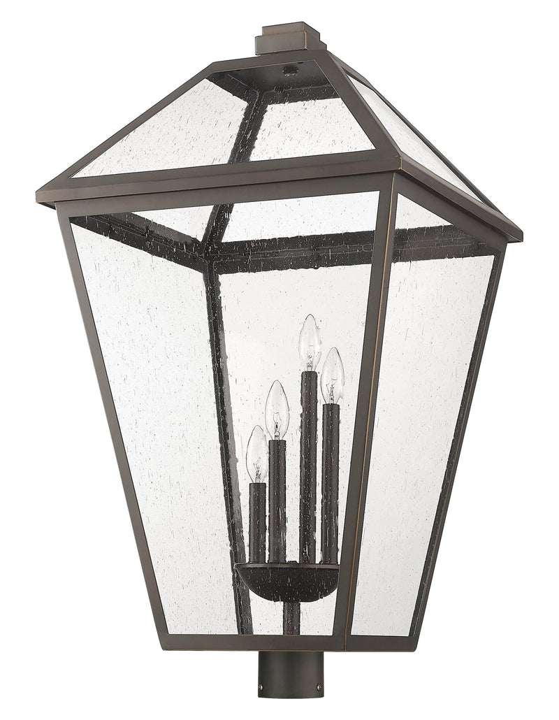 Talbot 4 Light 19.5" Outdoor Post Mount Fixture in Oil Rubbed Bronze, Post Top Only, Round Fitter