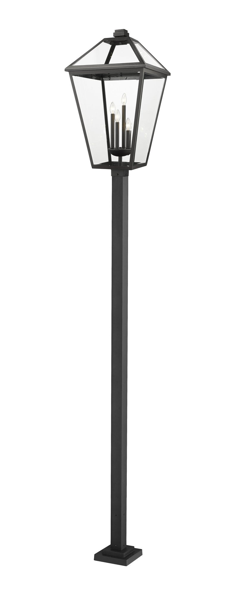 Talbot 4 Light 19.5" Outdoor Post Mount Fixture in Black, 96" Square Post
