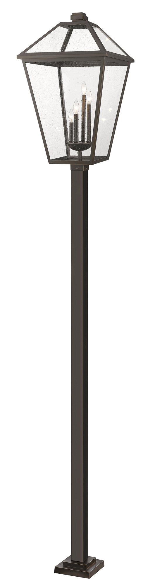 Talbot 4 Light 19.5" Outdoor Post Mount Fixture in Oil Rubbed Bronze, 96" Square Post