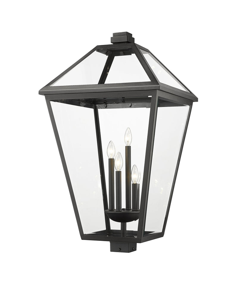 Talbot 4 Light 19.5" Outdoor Post Mount Fixture in Black, Post Top Only, Square Fitter