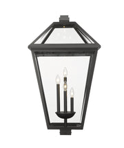 Talbot 4 Light 19.5" Outdoor Post Mount Fixture in Black, Post Top Only, Square Fitter