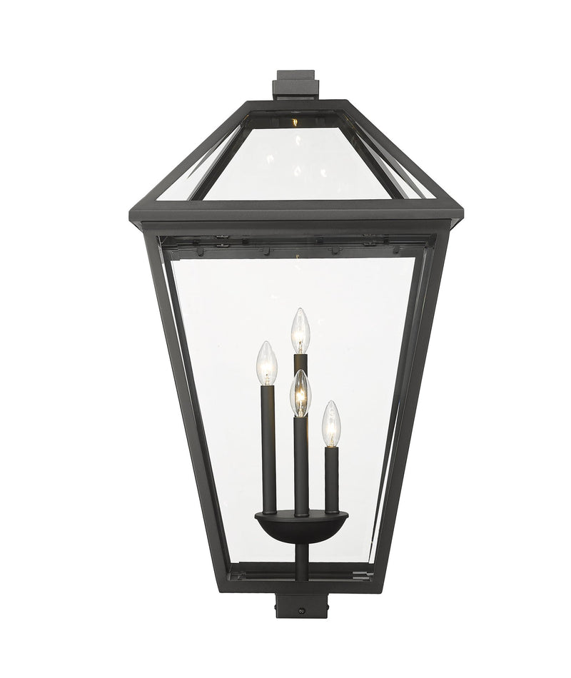 Talbot 4 Light 19.5" Outdoor Post Mount Fixture in Black, Post Top Only, Square Fitter