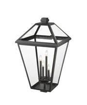Talbot 4 Light 19.5" Outdoor Post Mount Fixture in Black, Post Top Only, Square Fitter