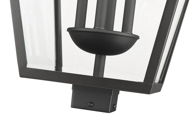 Talbot 4 Light 19.5" Outdoor Post Mount Fixture in Black, Post Top Only, Square Fitter