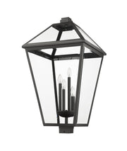 Talbot 4 Light 19.5" Outdoor Post Mount Fixture in Black, Post Top Only, Square Fitter