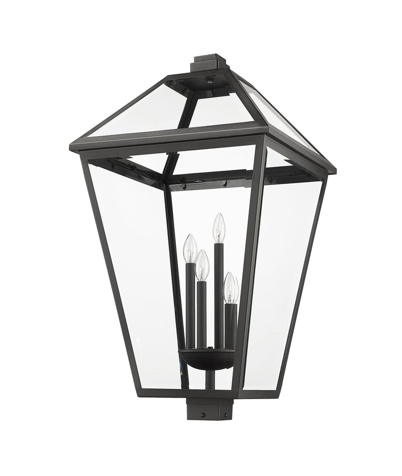 Talbot 4 Light 19.5" Outdoor Post Mount Fixture in Black, Post Top Only, Square Fitter