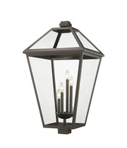 Talbot 4 Light 19.5" Outdoor Post Mount Fixture in Oil Rubbed Bronze, Post Top Only, Square Fitter