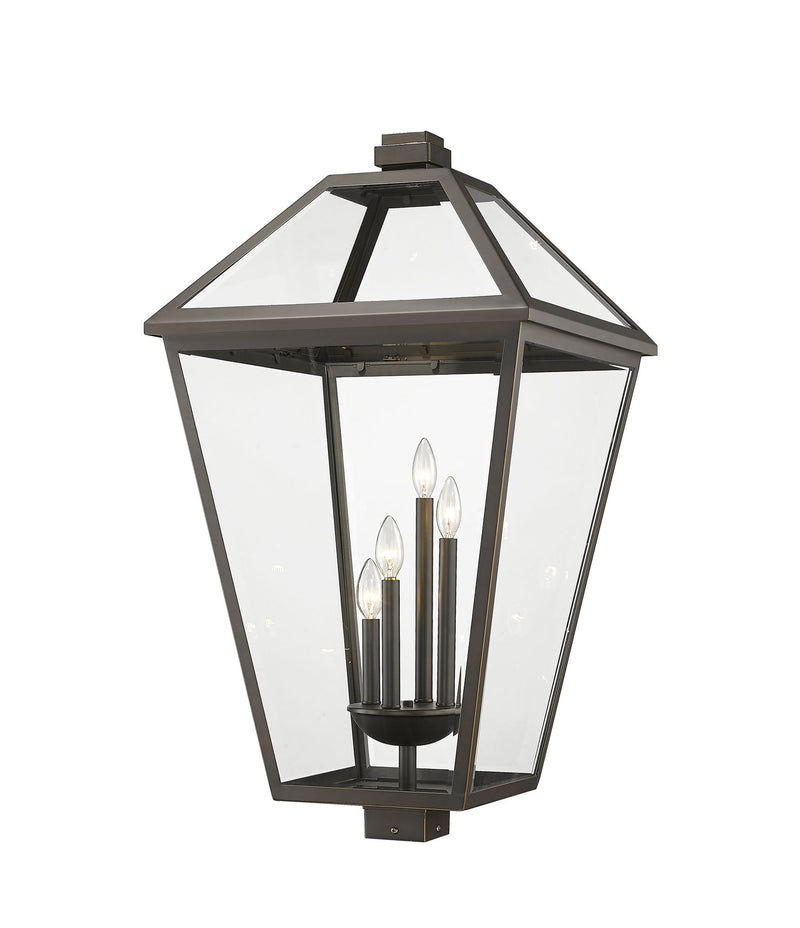 Talbot 4 Light 19.5" Outdoor Post Mount Fixture in Oil Rubbed Bronze, Post Top Only, Square Fitter