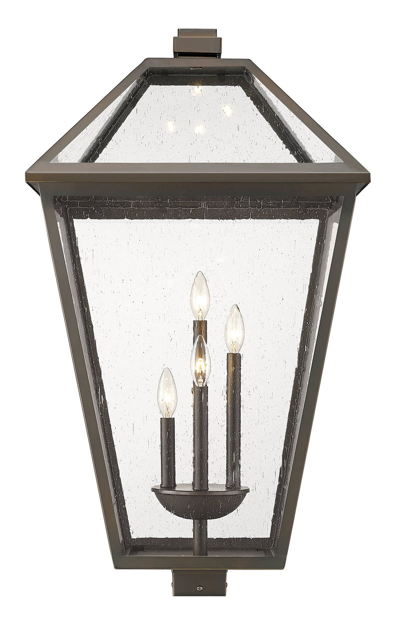 Talbot 4 Light 19.5" Outdoor Post Mount Fixture in Oil Rubbed Bronze, Post Top Only, Square Fitter