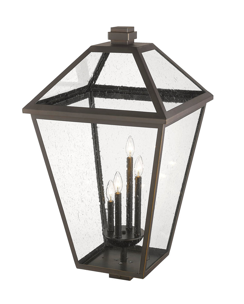 Talbot 4 Light 19.5" Outdoor Post Mount Fixture in Oil Rubbed Bronze, Post Top Only, Square Fitter
