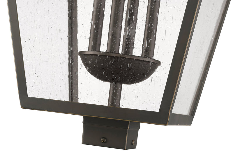Talbot 4 Light 19.5" Outdoor Post Mount Fixture in Oil Rubbed Bronze, Post Top Only, Square Fitter