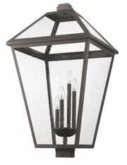 Talbot 4 Light 19.5" Outdoor Post Mount Fixture in Oil Rubbed Bronze, Post Top Only, Square Fitter