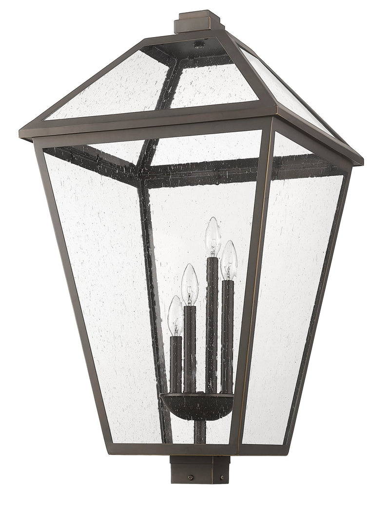 Talbot 4 Light 19.5" Outdoor Post Mount Fixture in Oil Rubbed Bronze, Post Top Only, Square Fitter