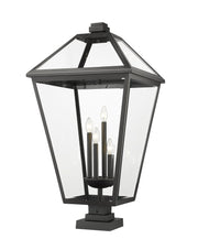 Talbot 4 Light 19.5" Outdoor Post Mount Fixture in Black, Square Pier Mount