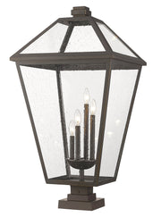 Talbot 4 Light 19.5" Outdoor Post Mount Fixture in Oil Rubbed Bronze, Square Pier Mount