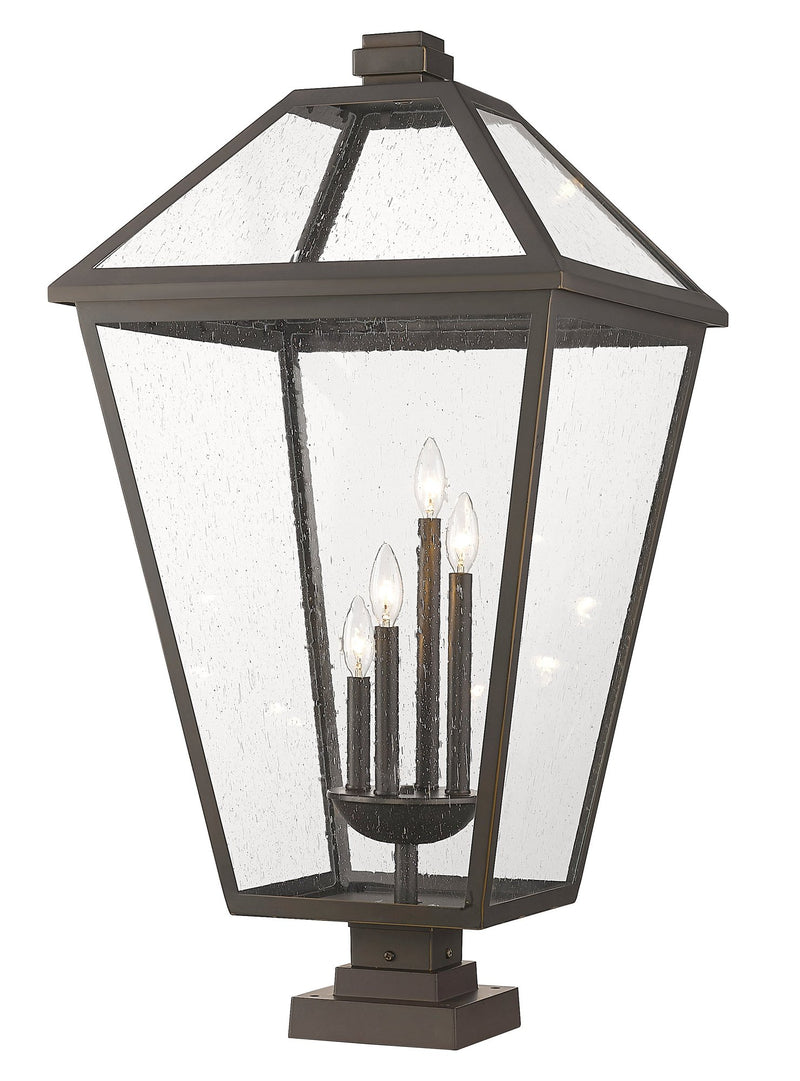 Talbot 4 Light 19.5" Outdoor Post Mount Fixture in Oil Rubbed Bronze, Square Pier Mount